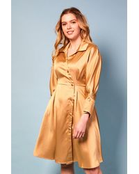 Baloot Clothing Anabella Satin Gold Dress - Orange
