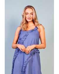 Baloot Clothing Aulina Irregular Ruffle Detail Maxi Dress - Blue