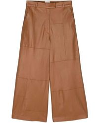 Alysi - Wide Leg Cropped Leather Trousers - Lyst