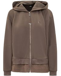 BOSS - Taupe Hoodie With Fur - Lyst