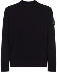 Stone Island - Lightweight Wool Crew Neck Sweater With Raglan Sleeves - Lyst