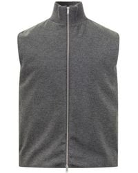 Jil Sander - Gil Grey Wool Vest With Zip - Lyst
