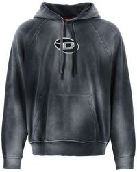 DIESEL - Hooded Sweatshirt With Oval Logo And D Cut - Lyst