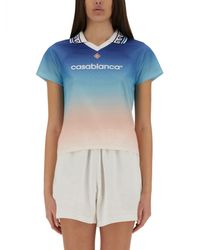 CASABLANCA - "Jacquard Monogram Football" T-Shirt - Lyst