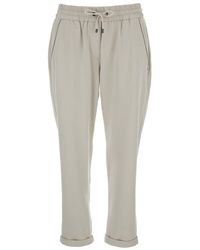 Brunello Cucinelli - Crop Pants With Elastic Waist - Lyst