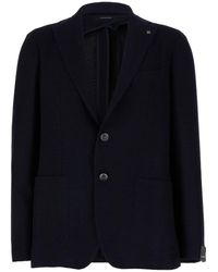 Tagliatore - Single-Breasted Jacket With Logo Pin - Lyst