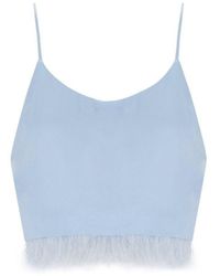 Twin Set - Light Crop Top With Feathers - Lyst