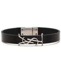 Saint Laurent - Leather Bracelet With Logo - Lyst