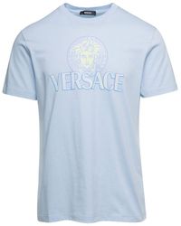 Versace - Light 'Medusa' T-Shirt With Front Logo Print - Lyst