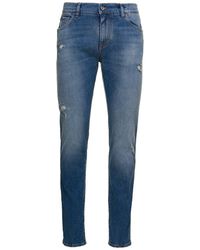 Dolce & Gabbana - E Distressed Slim-fit Jeans In Cotton Denim Man Dolce & Gabbana - Lyst