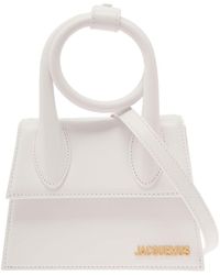 Jacquemus - 'le Chiquito Noeud' White Crossbody Bag With Logo Detail In Leather Woman - Lyst