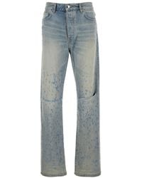 Amiri - Light Destroyed Straight Jeans With Cut-Out - Lyst