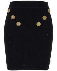 Balmain - Hw 6 Btn Knit Short Skirt - Lyst