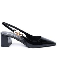 Versace - Black Patent Leather Sling Back - Lyst