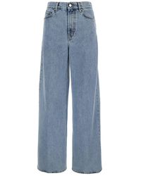 Totême - Light Wide Jeans With Logo Patch - Lyst