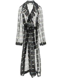 Womens Clothing Coats Raincoats and trench coats Dries Van Noten Synthetic Striped Organza Trench Coat in Black 