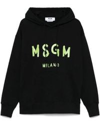 MSGM - Relaxed Fit Logo-Print Cotton Hoodie Clothing - Lyst