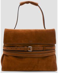 Moschino - Leather Suede Top Handle Bag - Lyst