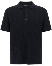 Balmain - 'Monogram' Knit Polo Shirt - Lyst
