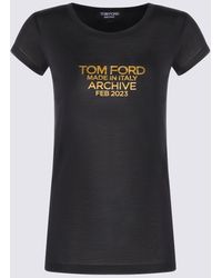Tom Ford - Black And Gold Silk T-shirt - Lyst