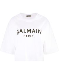 Balmain - Cropped Logo Tee T-shirt - Lyst