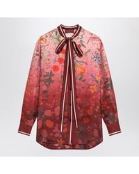 Gucci - Shirt With Bow And Floral Print In - Lyst