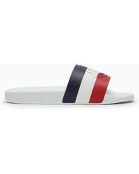 Moncler - Basile Slide With Tricolour Band And Logo - Lyst