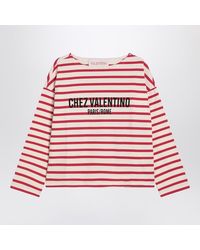 Valentino Garavani - Ivory T-Shirt With Stripes Chez - Lyst