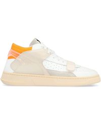 RUN OF - Leather Mid-top Sneakers - Lyst