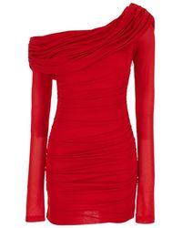 Blumarine - One-Shoulder Short Dress With Ruffles - Lyst