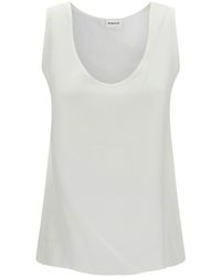 P.A.R.O.S.H. - White Tank Top With Plunging U Neckline In Polyamide Woman - Lyst