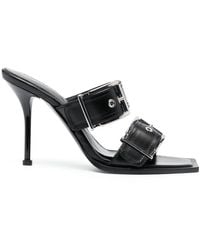 McQueen - Punk Double Buckle Leather Sandals - Lyst