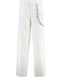 Pinko - Pants With Logo Patch On The Back And Chain Detail With Rhinestones - Lyst