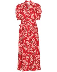 Liu Jo - Cotton Midi Dress With Floral Print - Lyst
