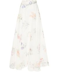 Zimmermann - Floral Print Linen And Silk Blend Maxi Skirt - Lyst