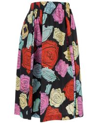 Marni - Midi Skirt With Elastic Waist And All-Over Floral Motif - Lyst