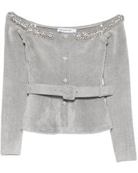 Self-Portrait - Chenille Knit Crystal Trim Top - Lyst