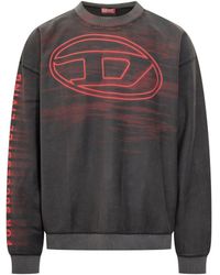 DIESEL - Crew Neck Sweatshirt With Logo Graphic - Lyst
