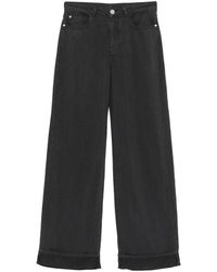 Emporio Armani - Linen Blend Wide-Leg Jeans - Lyst