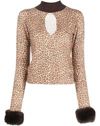 Womens Jumpers and knitwear Blumarine Jumpers and knitwear Natural Blumarine Synthetic rombi Cable Sweater in Brown 