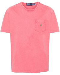 Polo Ralph Lauren - Cotton T-shirt With Pocket And Embroidered Logo - Lyst