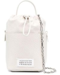 Maison Margiela - White '5a Bucket' With Chain Adjustable Shoulder Strap In Leather Woman - Lyst