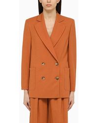 Harris Wharf London - Terracotta-coloured Double-breasted Jacket - Lyst
