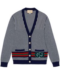 Gucci - V-neck Monogram-print Cotton And Wool-blend Cardigan - Lyst