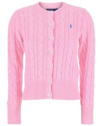 Polo Ralph Lauren - Cropped Cable-Knit Cardigan With Button-Down Front - Lyst