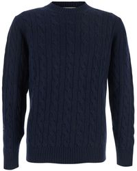 Kangra Cashmere - Crew Neck Sweater With Braided Design - Lyst