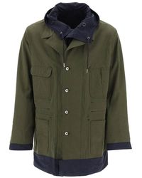 Sacai - Reversible Cotton Blend Overcoat With - Lyst