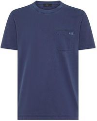 Fay - Cotton T-Shirt With Front Pocket And Logo - Lyst