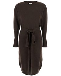 SOLOCASCMIR - Crewneck Dress With Front Belt - Lyst