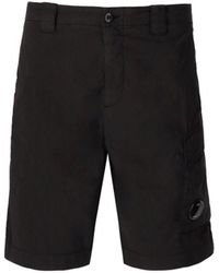 C.P. Company - 50 Fili Stretch Black Cargo Bermuda Shorts - Lyst